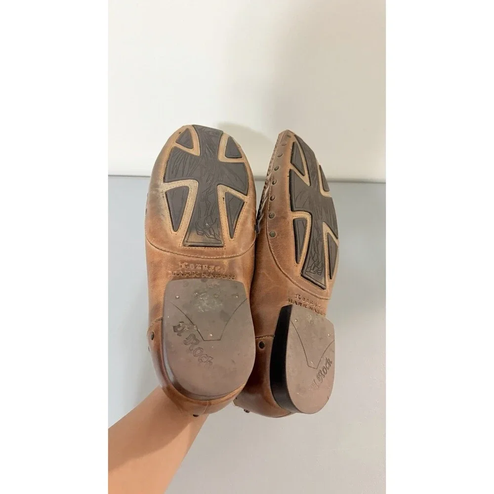 Lounge By Mark Nason Tan Leather Studded Casual Loafers US 10.5 Classic Stylist